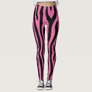 Leggings Bandes zébrées en rose et noir chauds