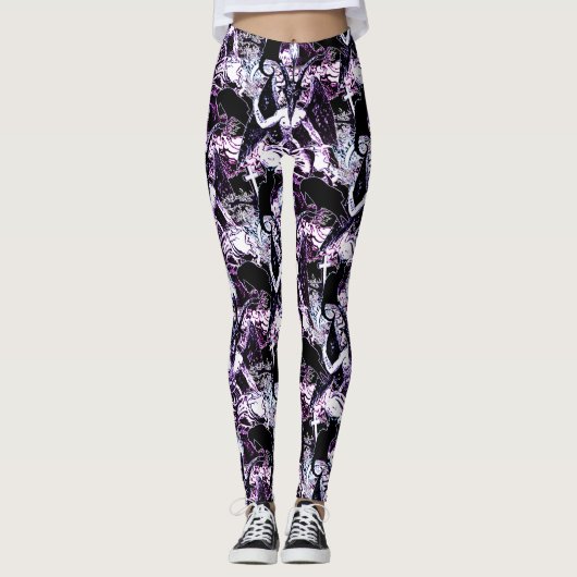 Leggings Baphomet diable gothique satanique (Devant)