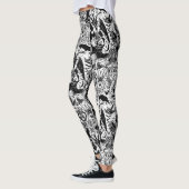 Leggings Baphomet gothique victorien noir et blanc (Gauche)