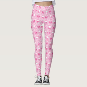 Leggings Baroque Crâne Motif pattes roses
