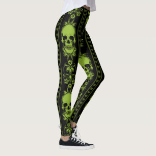 Leggings Baroque Crâne Motif pattes vertes
