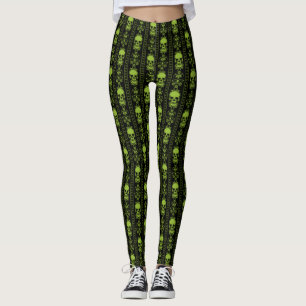 Leggings Baroque Crâne Motif pattes vertes