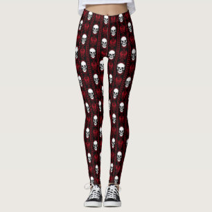 Leggings Baroque crâne Motif rouge