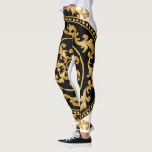 Leggings Baroque d'or, chaînes, décoration noire (Gauche)