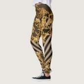 Leggings Baroque d'or : conception motif géométrique (Gauche)