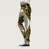 Leggings Baroque d'or : frontière noire grecque (Gauche)