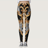 Leggings Baroque doré, décoration complexe. (Devant)