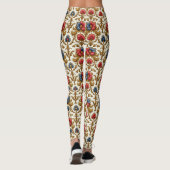 Leggings Baroque Rouge Bleu et Or Fleurs (Dos)