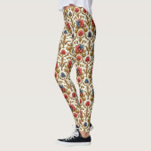 Leggings Baroque Rouge Bleu et Or Fleurs (Gauche)
