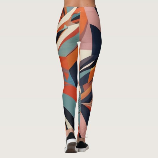 Leggings Barres de couleurs marron abstrait et chacolate (Dos)