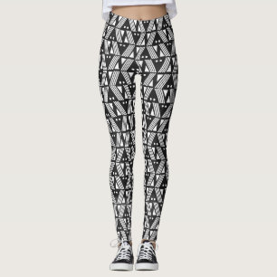 Leggings Barres et points noirs et blancs à motifs