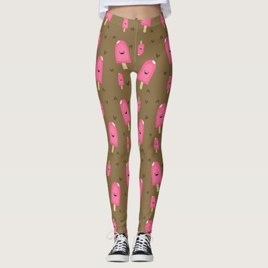 Leggings Bars à crème glacée rose (Devant)