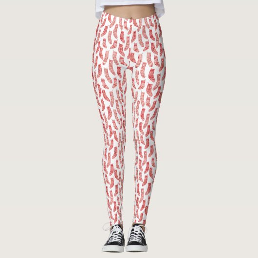 Leggings Bas nordiques Noël scandinave Rouge Blanc (Devant)