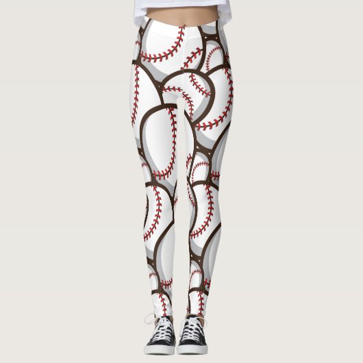 Leggings Baseball : Classique Motif sans couture (Devant)