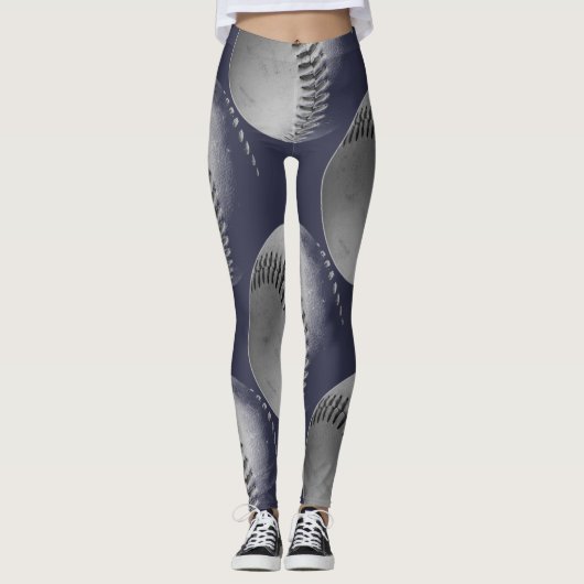 Leggings Baseball noir et blanc (Devant)