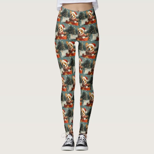 Leggings Basenji Dog Roller Dessous de verre Noël (Devant)