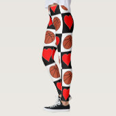 Leggings Basket-ball féminin Basketballs mignons et coeurs (Gauche)