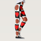 Leggings Basket-ball féminin Basketballs mignons et coeurs (Droite)