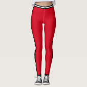 Leggings Basket-ball Rouge Blanc rayé Varsity Sports (Devant)
