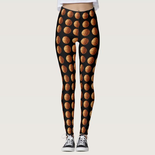 Leggings Basket Orange Sur Noir, (Devant)