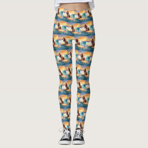 Leggings Basset Hound Beach Surf Peinture