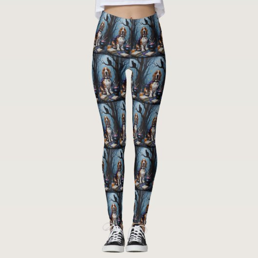 Leggings Basset Hound Chien Whimsical Halloween Peinture (Devant)