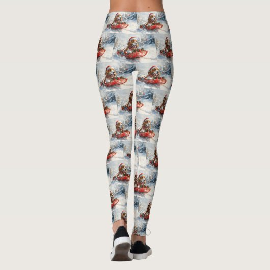 Leggings Basset Hound Dog in Sledge Let it Neige Noël (Dos)