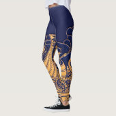 Leggings Bateau antique, Dauphins, Or, Bleu marine Nautique (Gauche)