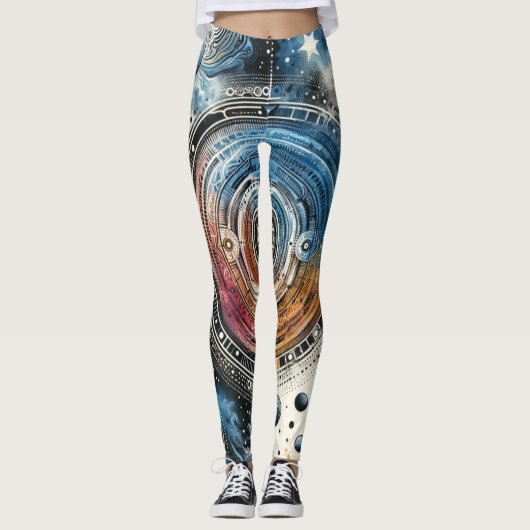 Leggings Batik futuriste Art cosmique - Design spatial (Devant)