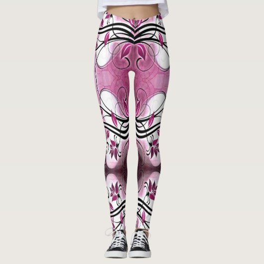 Leggings batik violet motif abstrait (Devant)