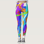 Leggings bâtons colorés de feuille (Devant)