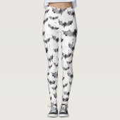 Leggings Bats d'aquarelle noir et blanc mignons Halloween (Devant)
