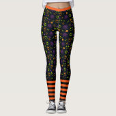 Leggings Bats Grandes Orange Noir Halloween Meilleure Quali (Devant)