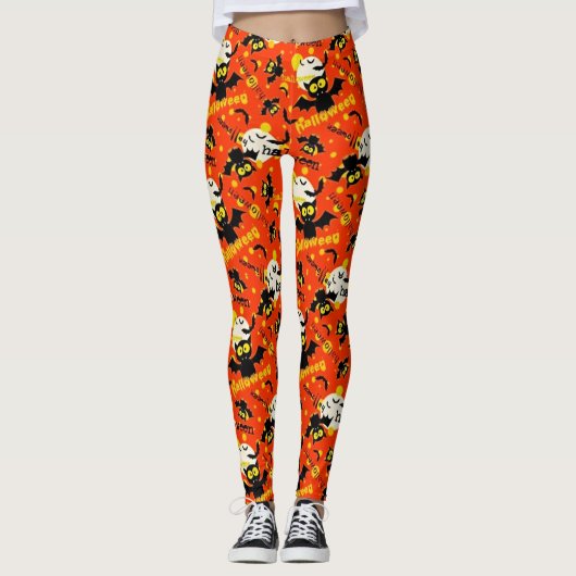 Leggings Bats volants mignons d'Halloween (Devant)