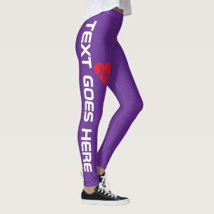Leggings Battement de cœur personnalisé sur fond violet