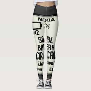 Leggings Batterie Sociale Critique Introverti Drôle Concept
