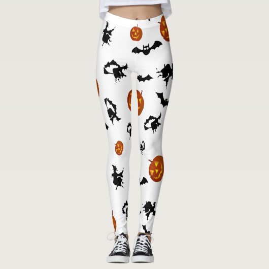 Leggings Battes de Halloween, citrouilles et guêtres de (Devant)