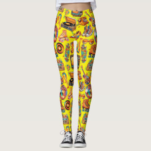 Leggings Battez Retro Patternx4 B Jaune BG