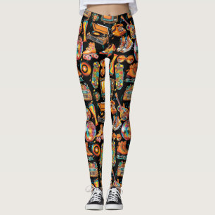Leggings Battez Retro Patternx4 Black BG
