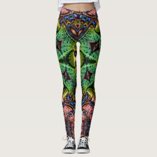 Leggings BBQSHOES™ Oont715 Motif fractal psychédélique