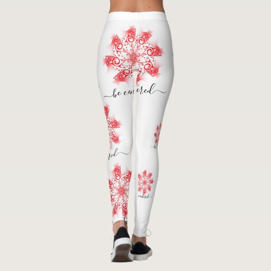 Leggings Be centered red mandala fractal (Dos)
