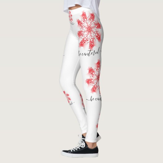 Leggings Be centered red mandala fractal (Gauche)