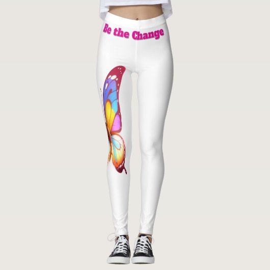 Leggings Be the Change - Illustration de papillon inspirate (Devant)