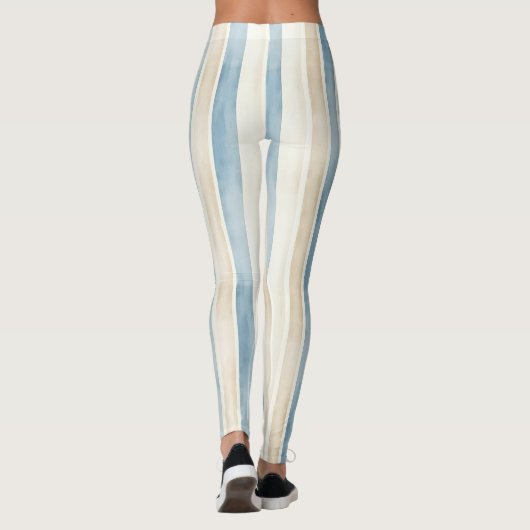 Leggings Beach Blue Cream Stripes (Dos)