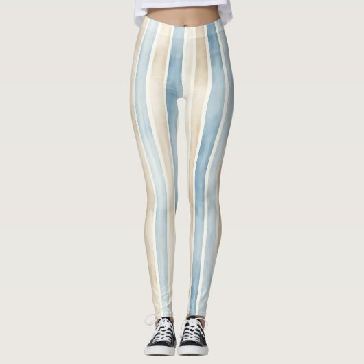 Leggings Beach Blue Cream Stripes (Devant)