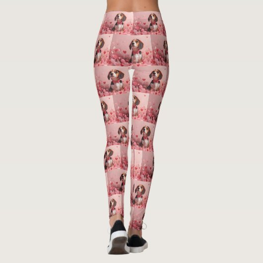 Leggings Beagle avec Rose - Saint Valentin (Dos)