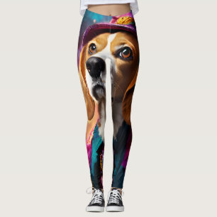 Leggings Beagle dans un Casquette rose