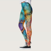 Leggings Beau Arc-en-ciel Abstrait Encre d'alcool Liquide A (Gauche)