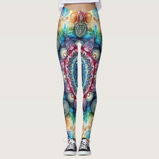Leggings Beau Cercles psychédéliques ajustés Jambes (Devant)