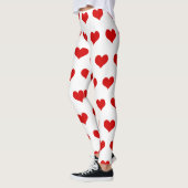 Leggings Beau coeur rouge imprimé blanc (Gauche)